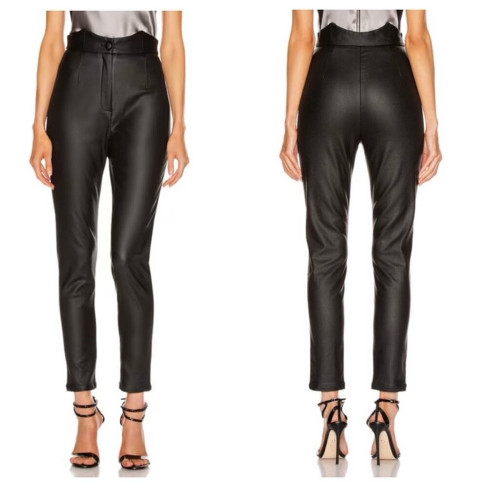 Retrofete Tally Black Faux Leather Pants New L